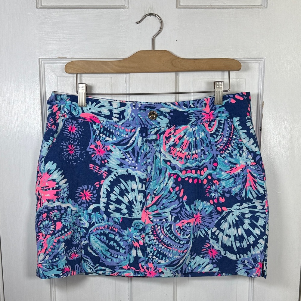 Lilly Pulitzer Nicki Skort Deep Indigo Gypsea Girl Pink Blue Skirt W2179 Sz 12 - Picture 5 of 13